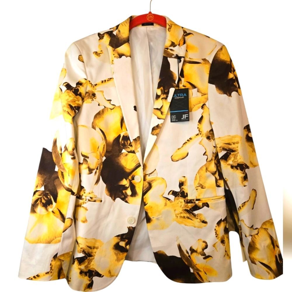 JF J.Ferrar Cotton Men's Floral Stretch Fabric Slim Fit Sport Coat New Sz: 42/S